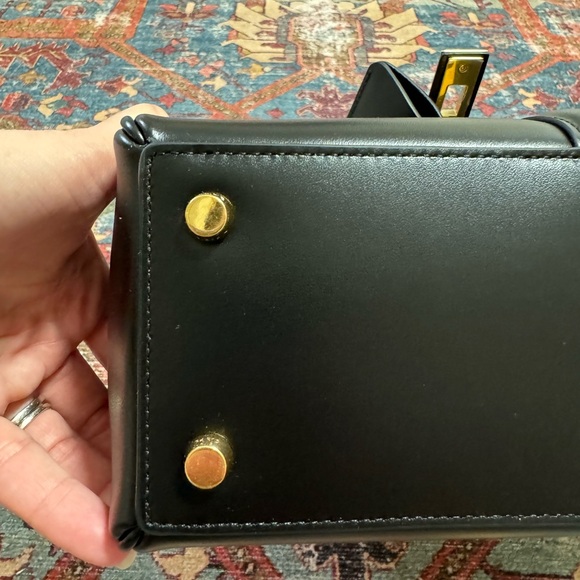 CELINE 16 Small Black Satinated Calfskin Bag FULL SET Top Handle Cross Body - Picture 11 of 15